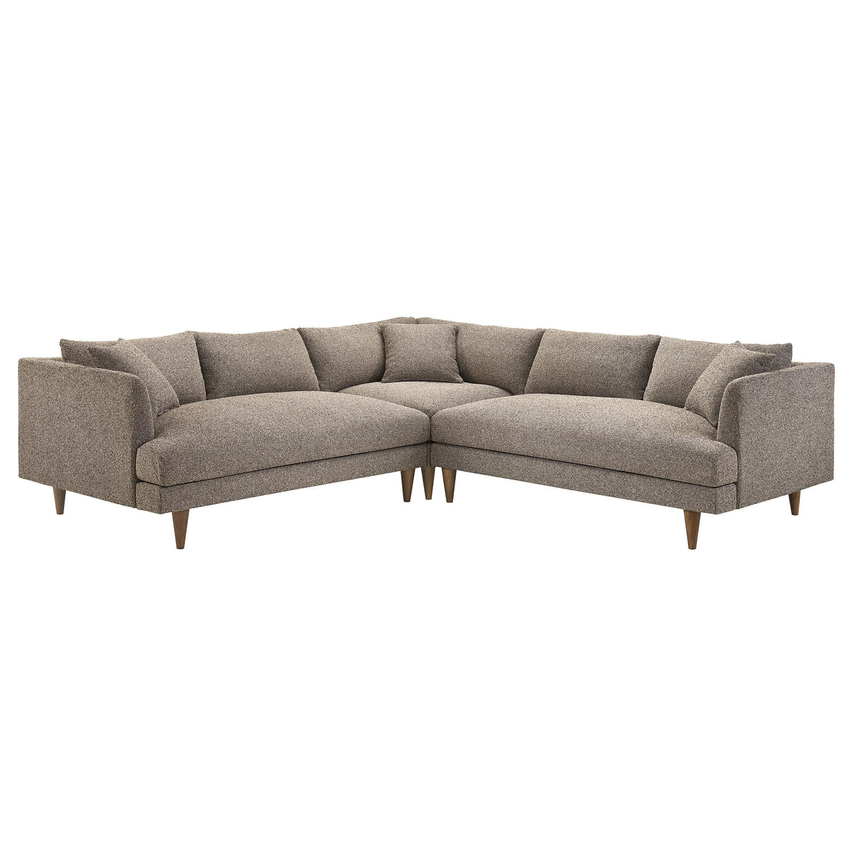 Zoya 3 Piece Down Filled Overstuffed Boucle Sectional Sofa - Earth
