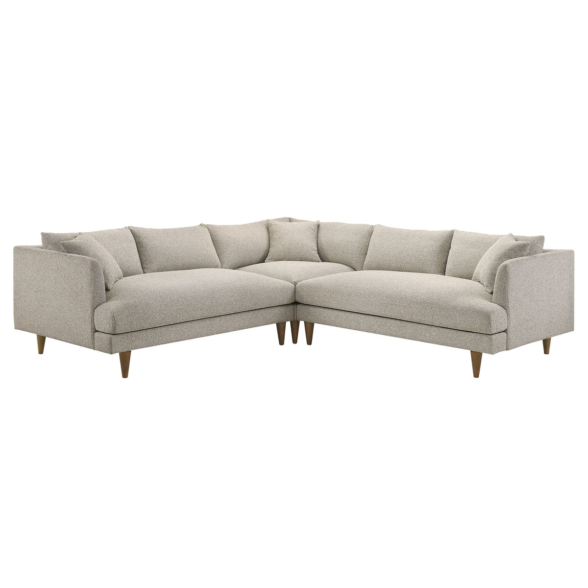 Zoya 3 Piece Down Filled Overstuffed Boucle Sectional Sofa - Fog