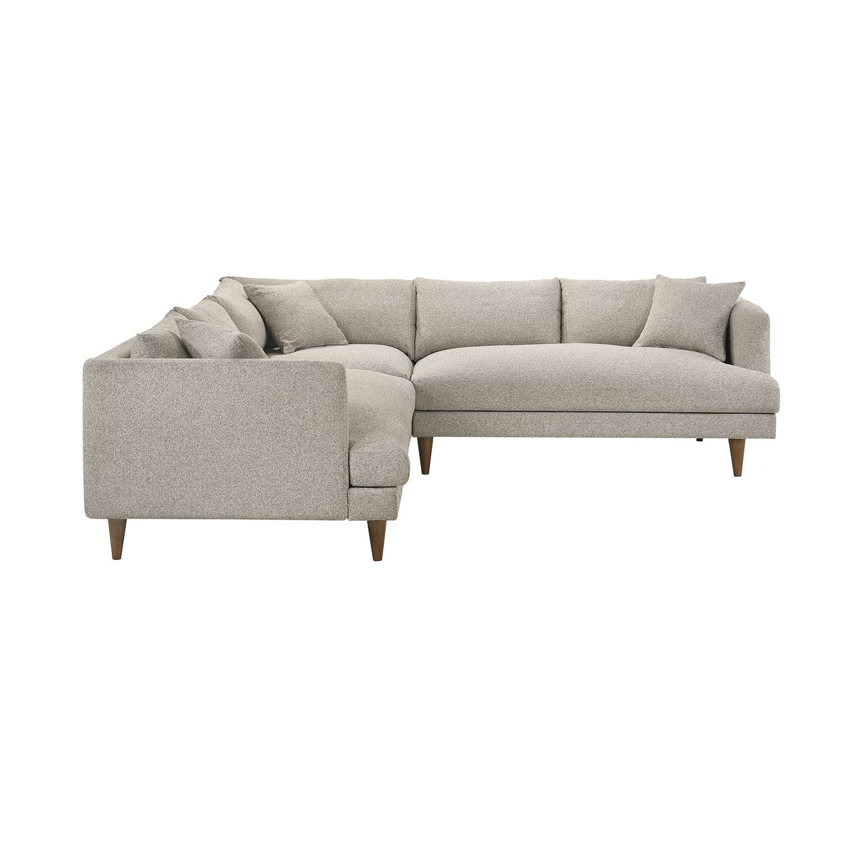 Zoya 3 Piece Down Filled Overstuffed Boucle Sectional Sofa - Fog