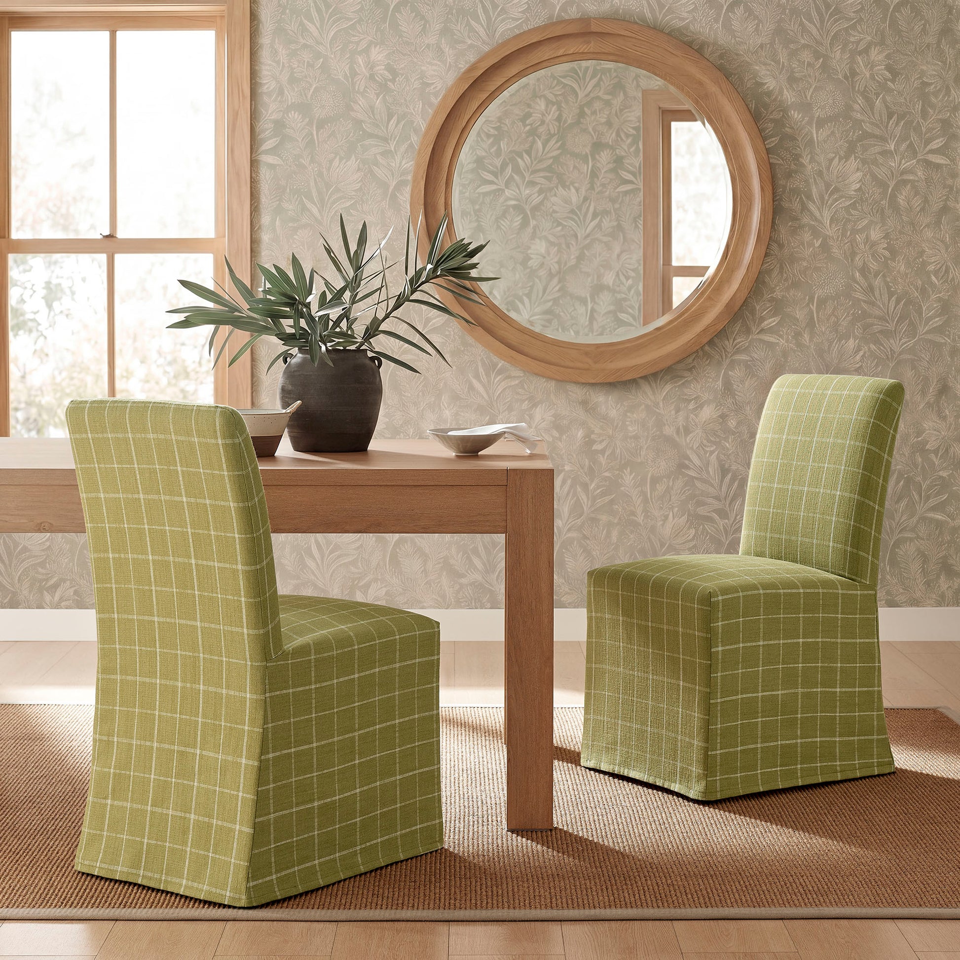 Aster Linen Cotton Blend Slipcovered Dining Chairs Set of 2 by Modway