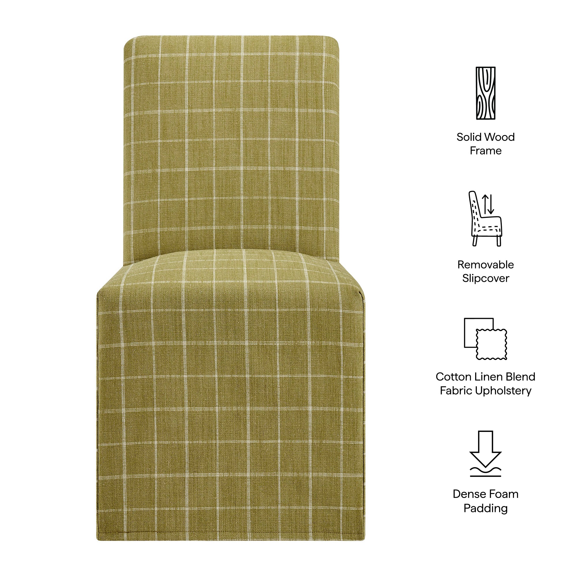 Aster Linen Cotton Blend Slipcovered Dining Chairs Set of 2 by Modway