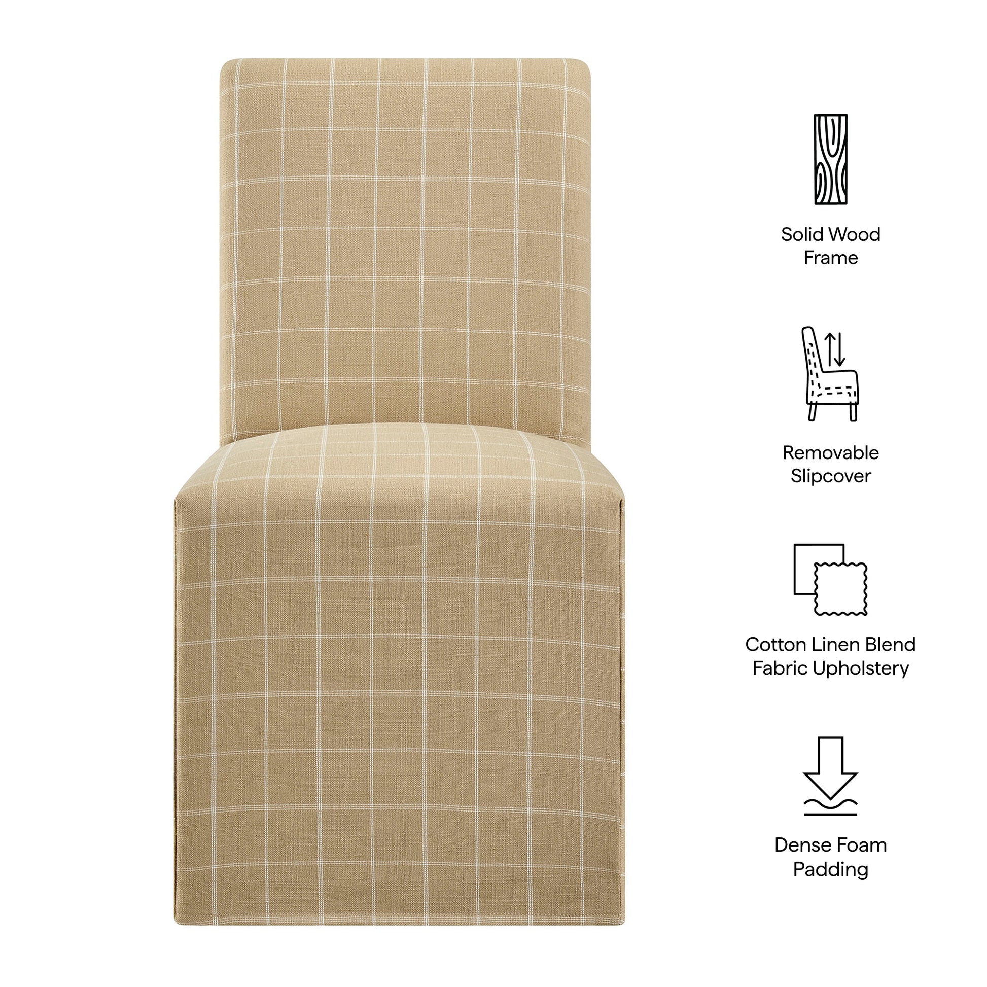 Aster Linen Cotton Blend Slipcovered Dining Chairs Set of 2 by Modway