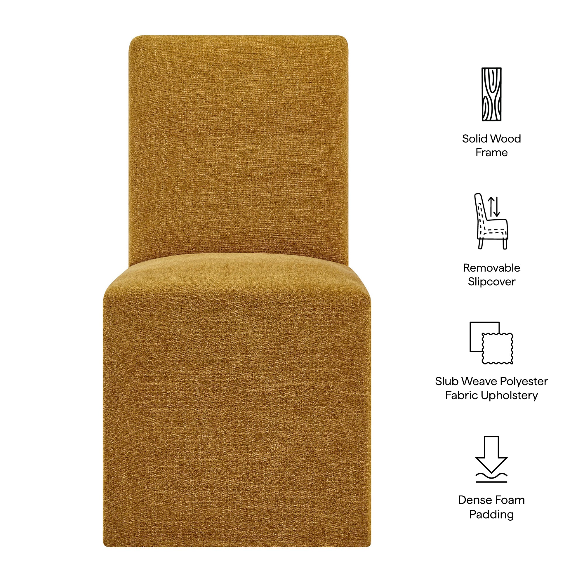 Aster Slub Weave Fabric Slipcovered Dining Chairs Set of 2 by Modway