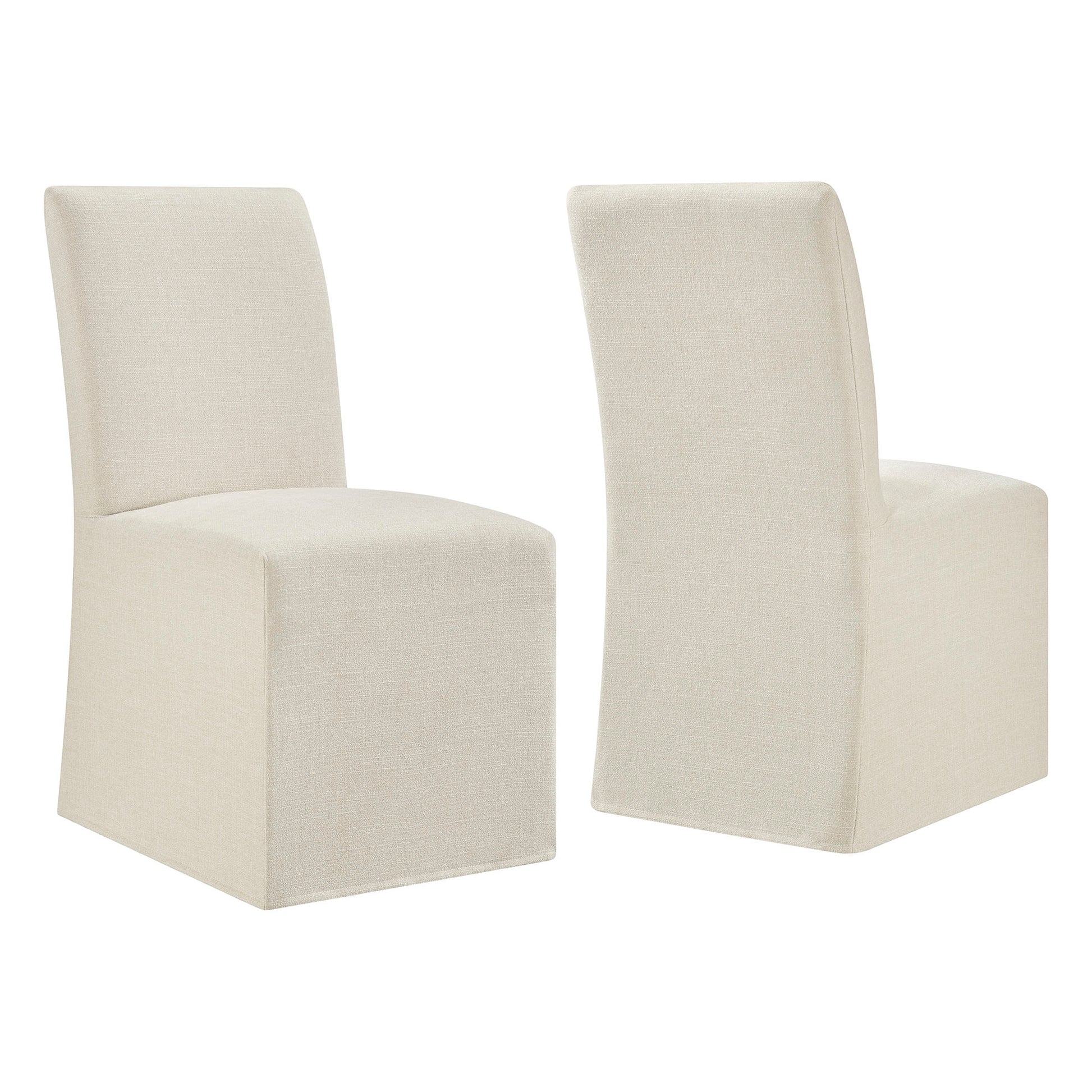 Aster Slub Weave Fabric Slipcovered Dining Chairs Set of 2 by Modway