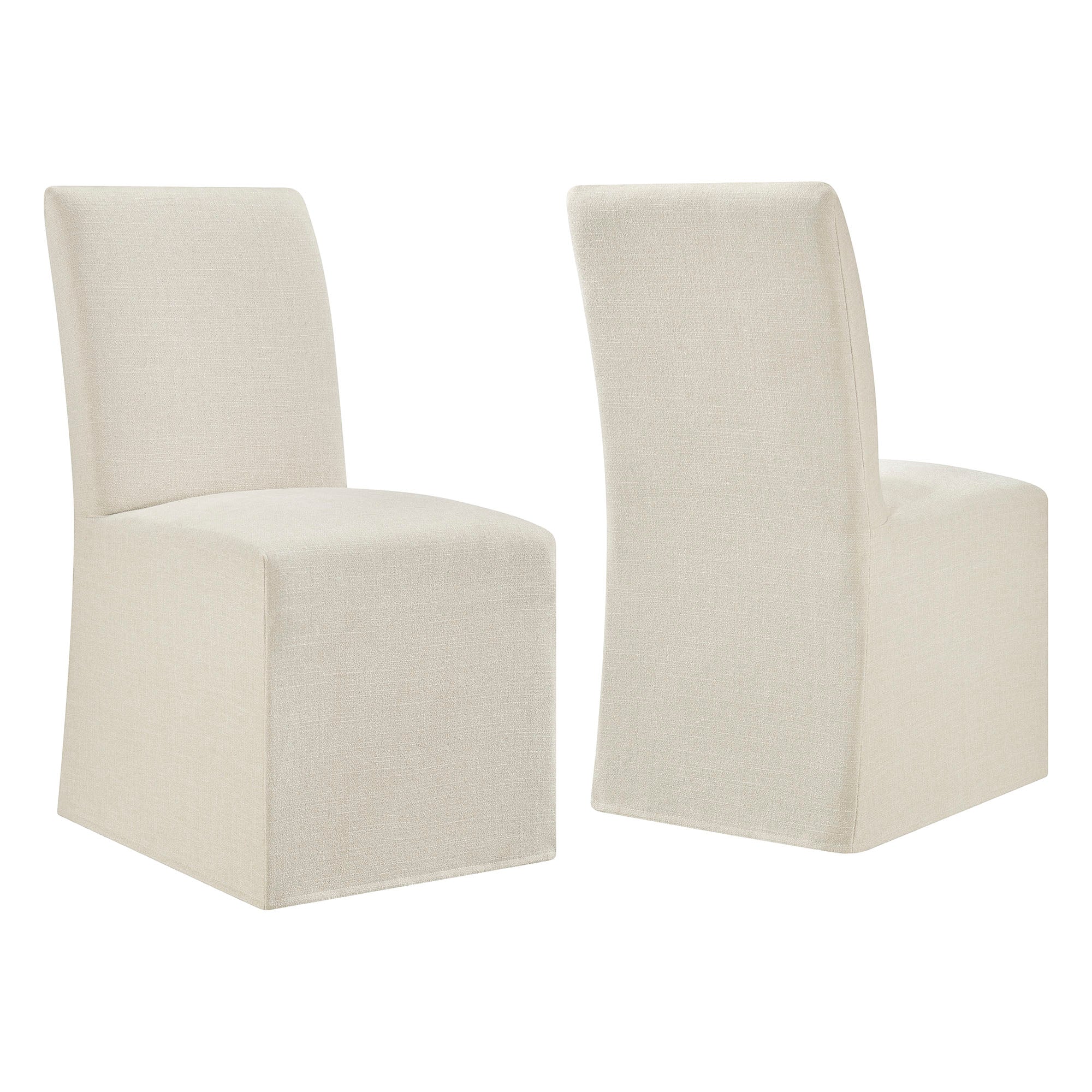 Aster Slub Weave Fabric Slipcovered Dining Chairs Set of 2 by Modway