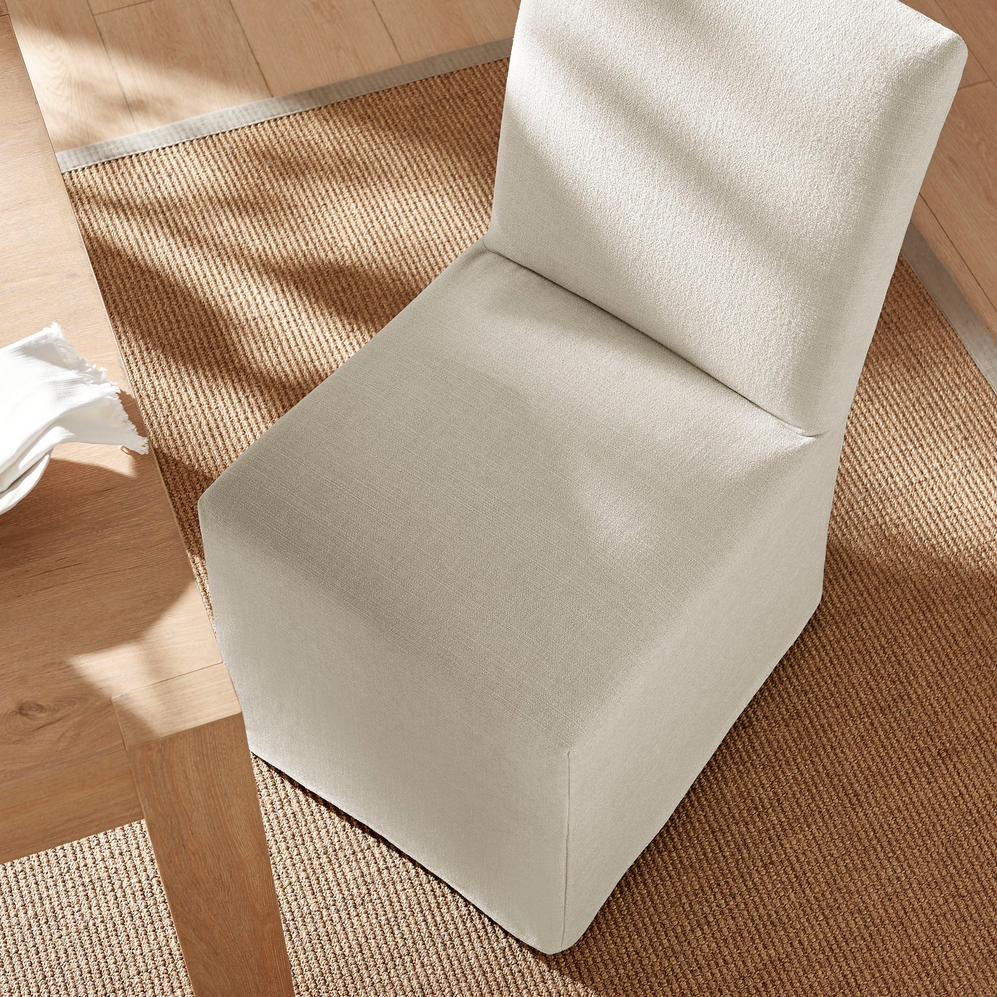 Aster Slub Weave Fabric Slipcovered Dining Chairs Set of 2 by Modway