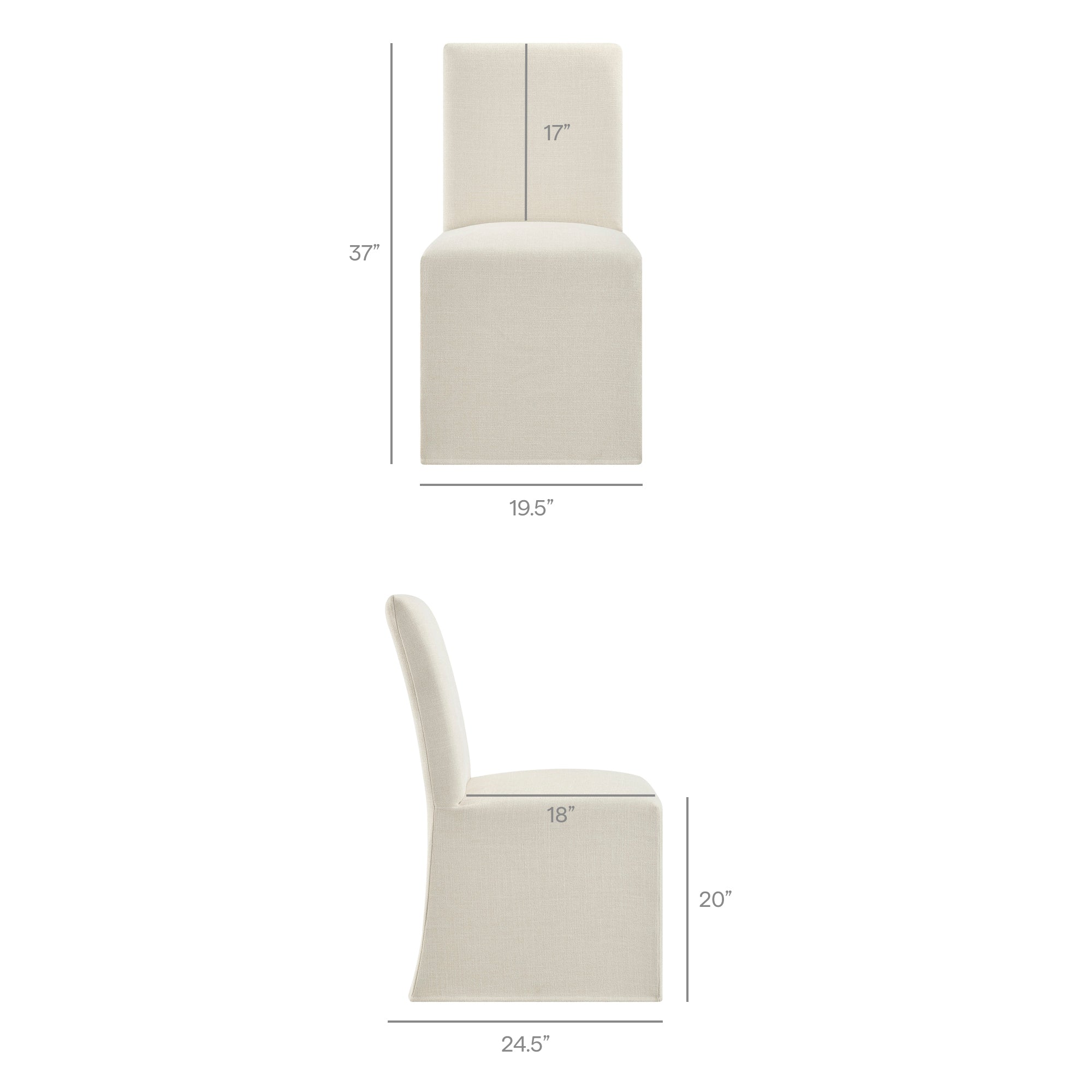 Aster Slub Weave Fabric Slipcovered Dining Chairs Set of 2 by Modway