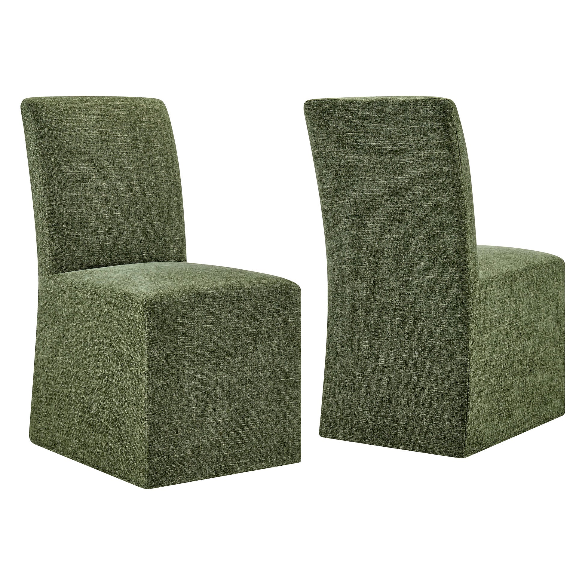 Aster Slub Weave Fabric Slipcovered Dining Chairs Set of 2 by Modway