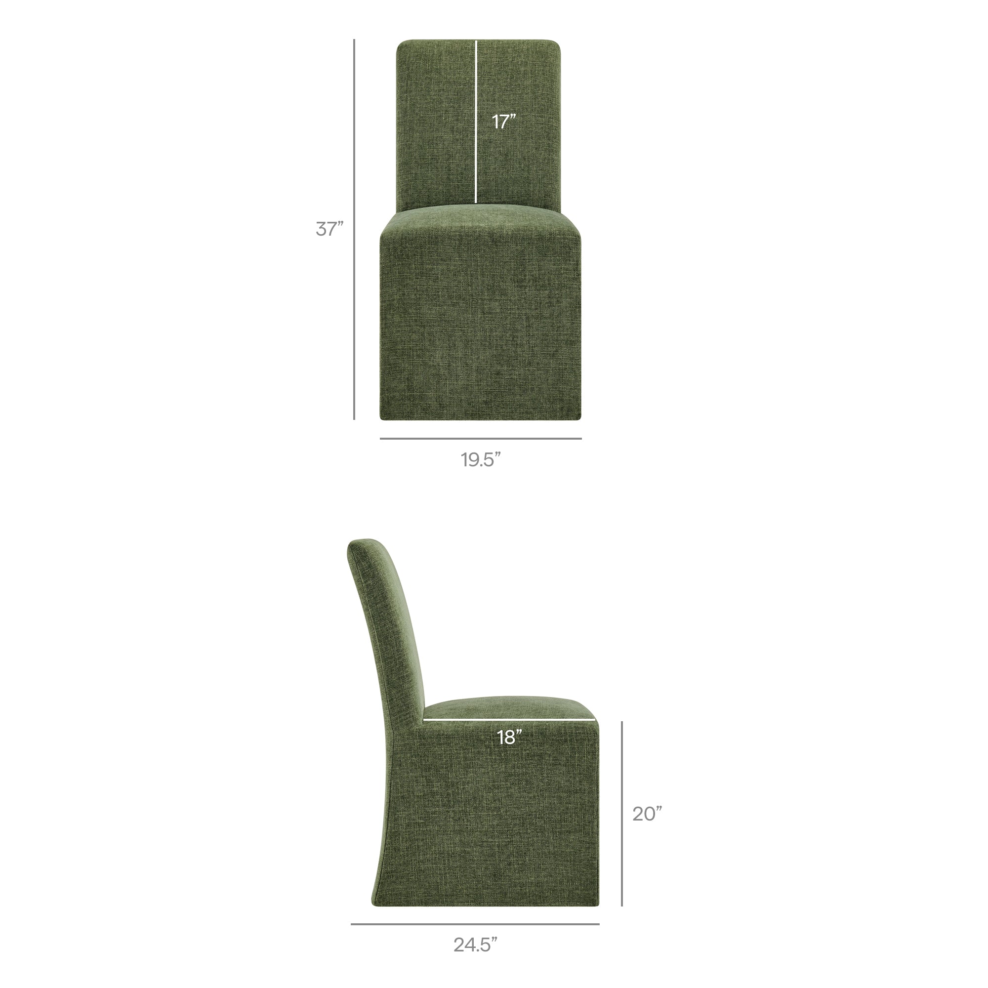 Aster Slub Weave Fabric Slipcovered Dining Chairs Set of 2 by Modway
