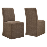 Aster Slub Weave Fabric Slipcovered Dining Chairs Set of 2 by Modway