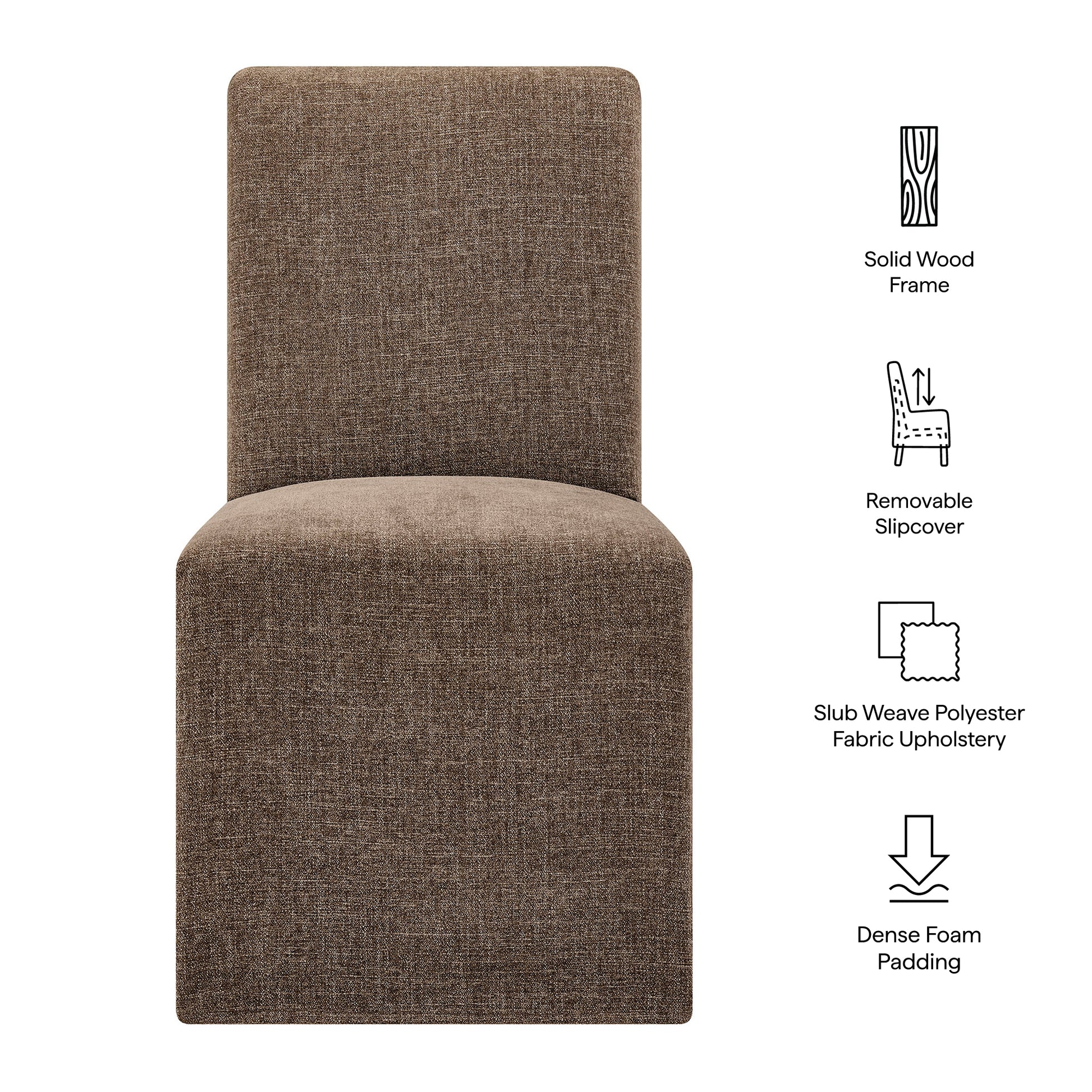 Aster Slub Weave Fabric Slipcovered Dining Chairs Set of 2 by Modway