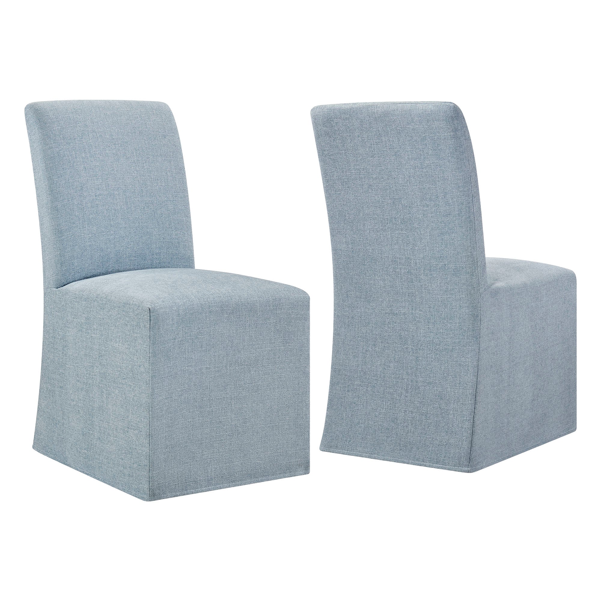 Aster Slub Weave Fabric Slipcovered Dining Chairs Set of 2 by Modway