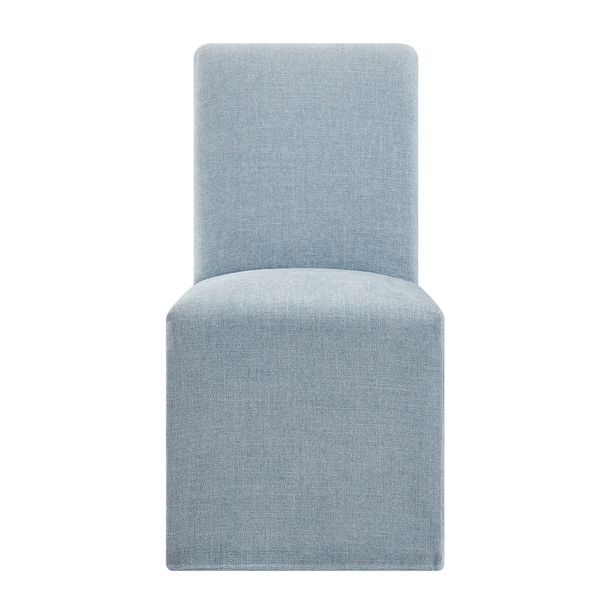 Aster Slub Weave Fabric Slipcovered Dining Chairs Set of 2 by Modway