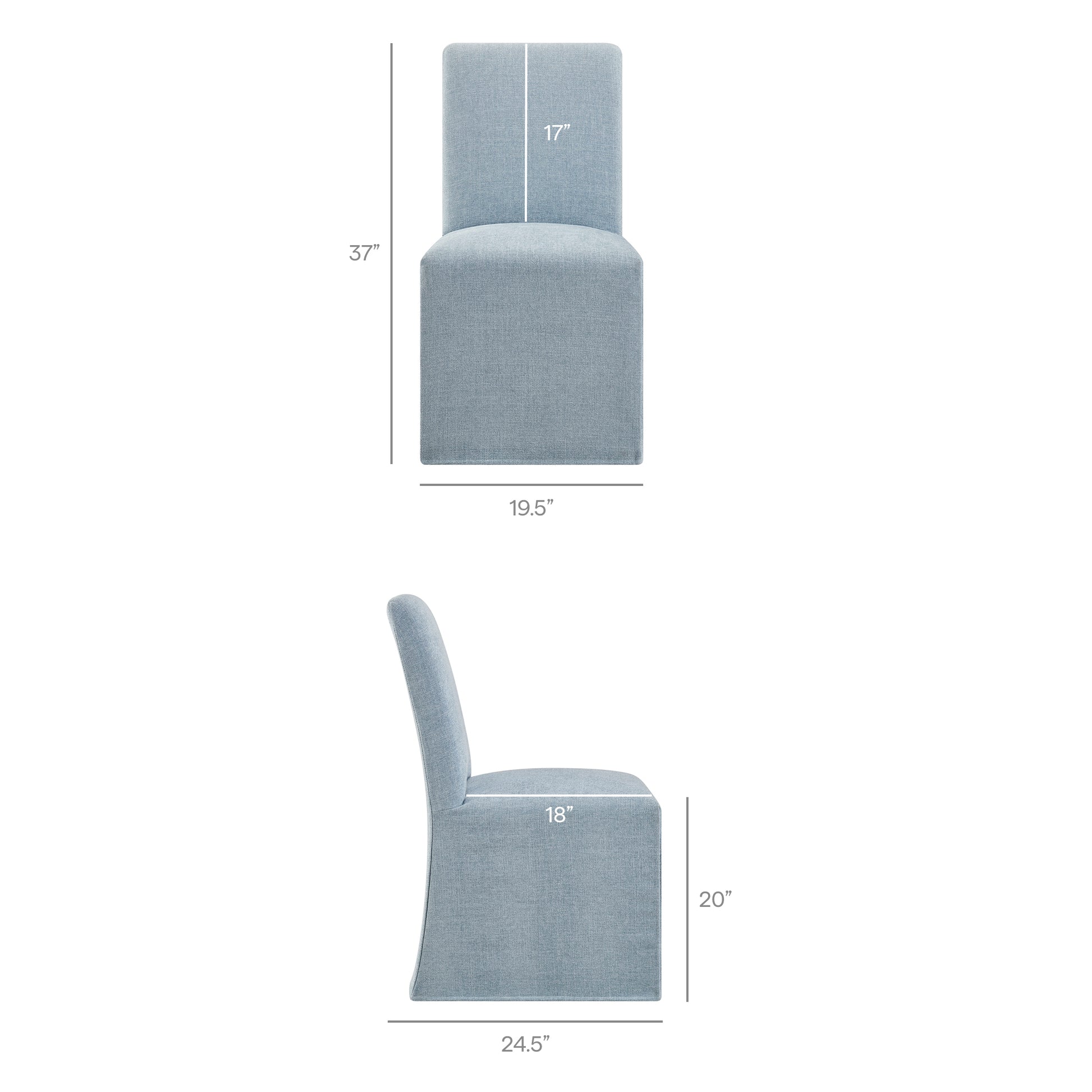Aster Slub Weave Fabric Slipcovered Dining Chairs Set of 2 by Modway