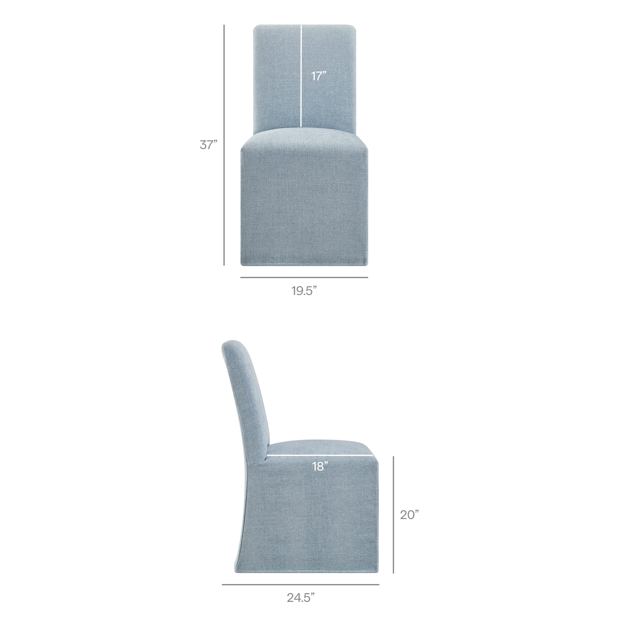 Aster Slub Weave Fabric Slipcovered Dining Chairs Set of 2 by Modway