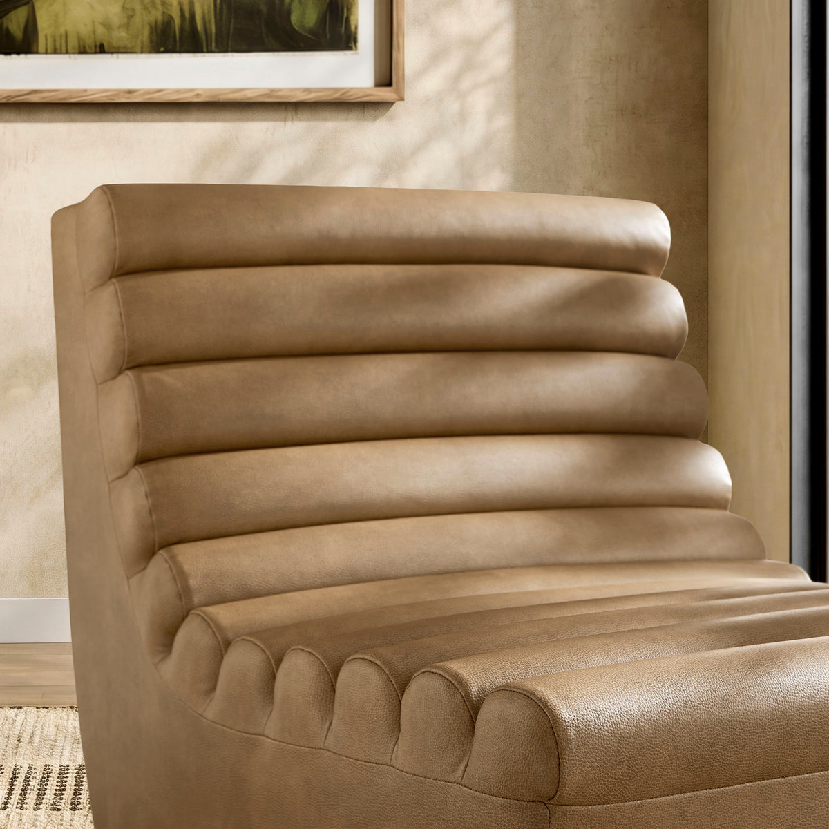Corbin Vegan Leather Armless Accent Chair - Toast