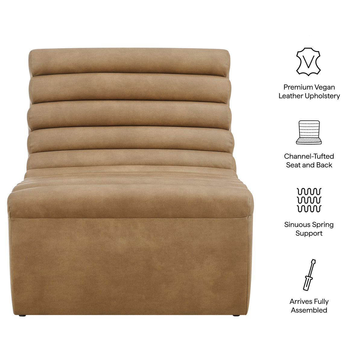 Corbin Vegan Leather Armless Accent Chair - Toast