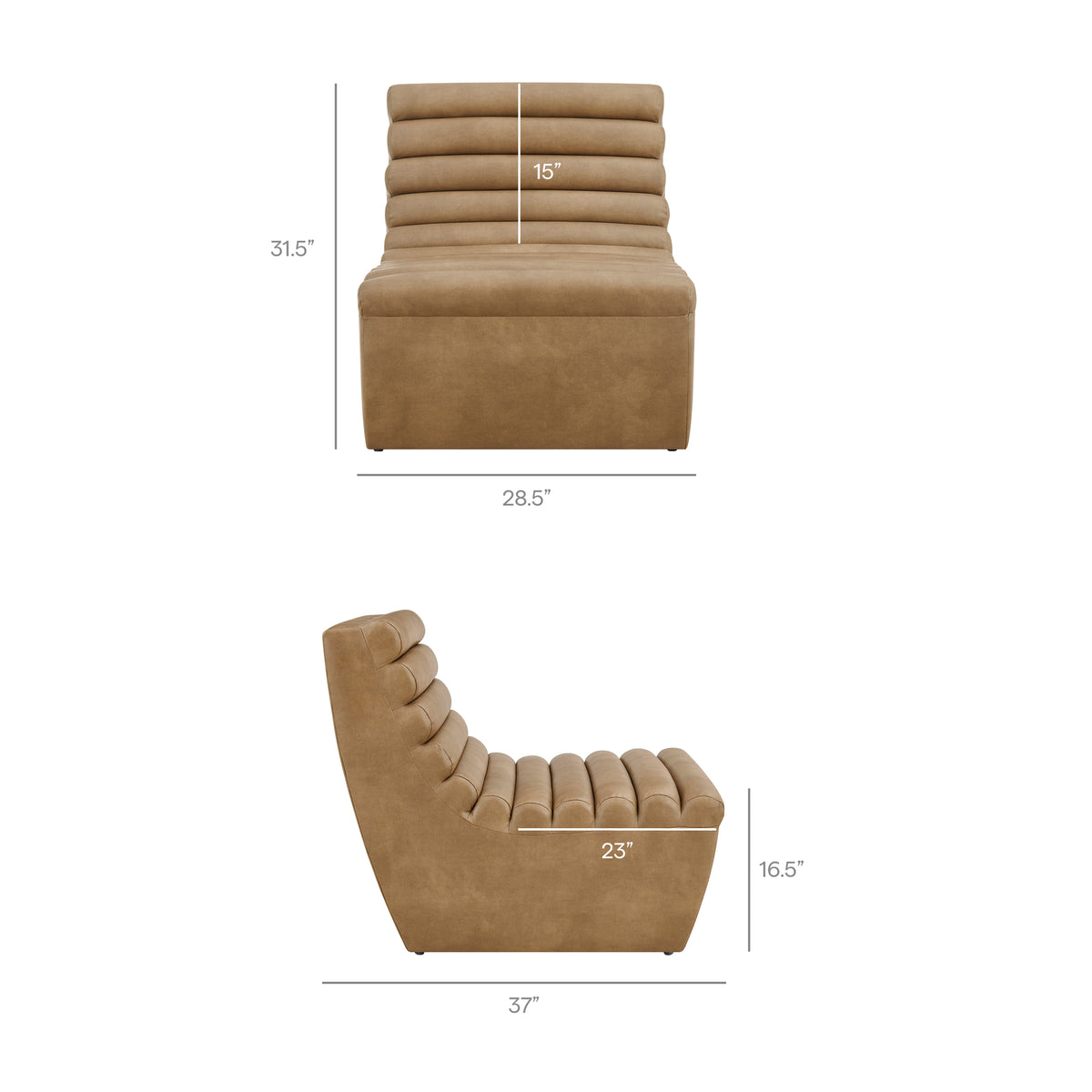 Corbin Vegan Leather Armless Accent Chair - Toast