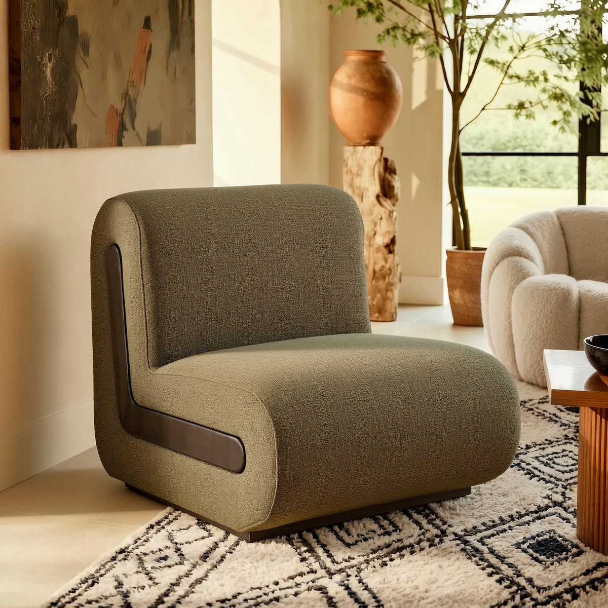 Denby Linen Blend Accent Chair - Olive