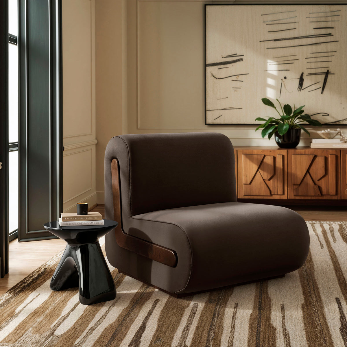Denby Performance Velvet Accent Chair - Chocolate Brown