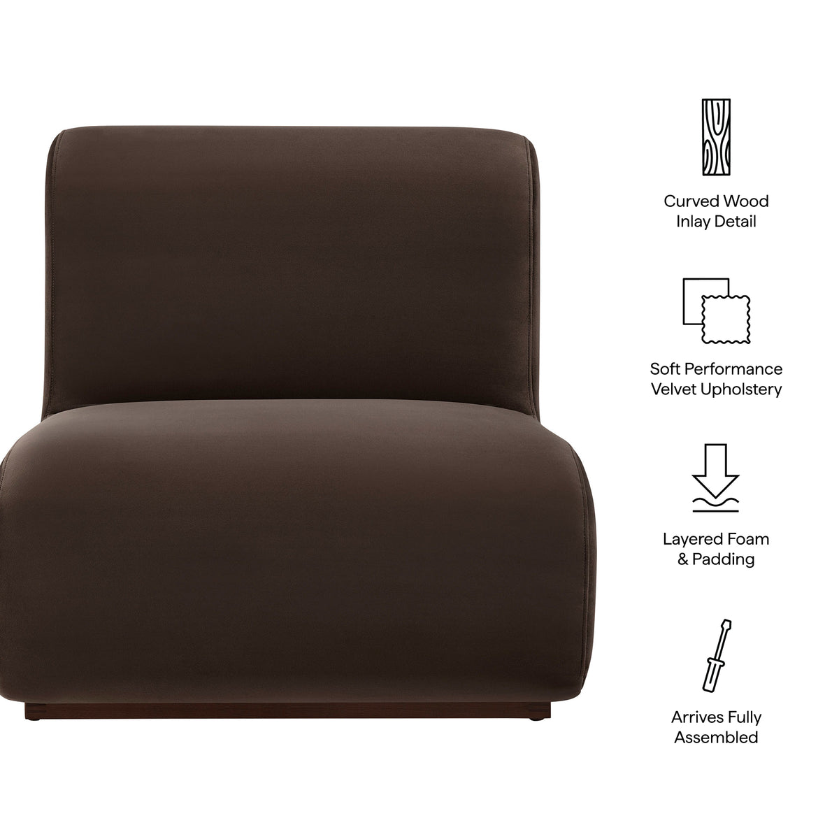 Denby Performance Velvet Accent Chair - Chocolate Brown