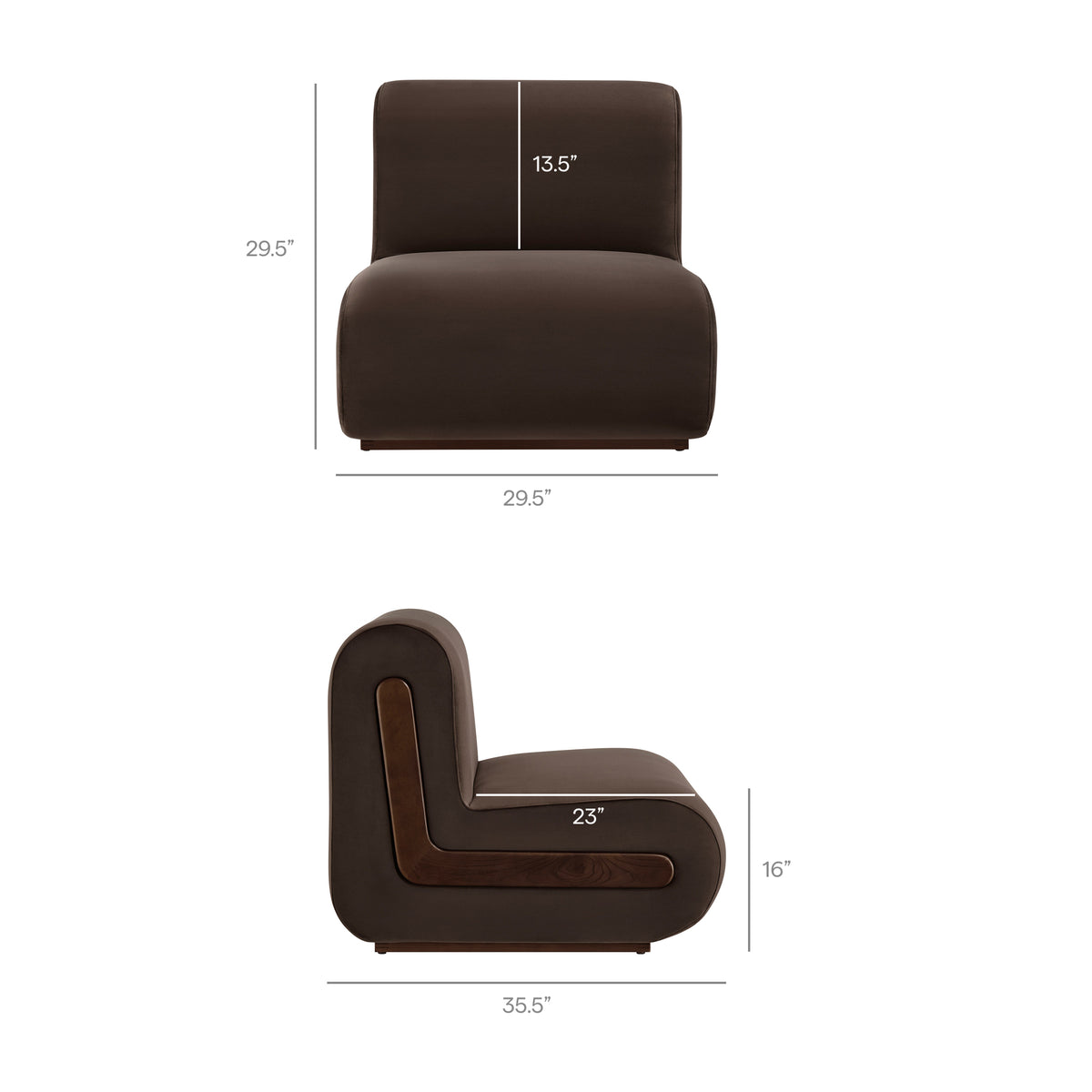 Denby Performance Velvet Accent Chair - Chocolate Brown
