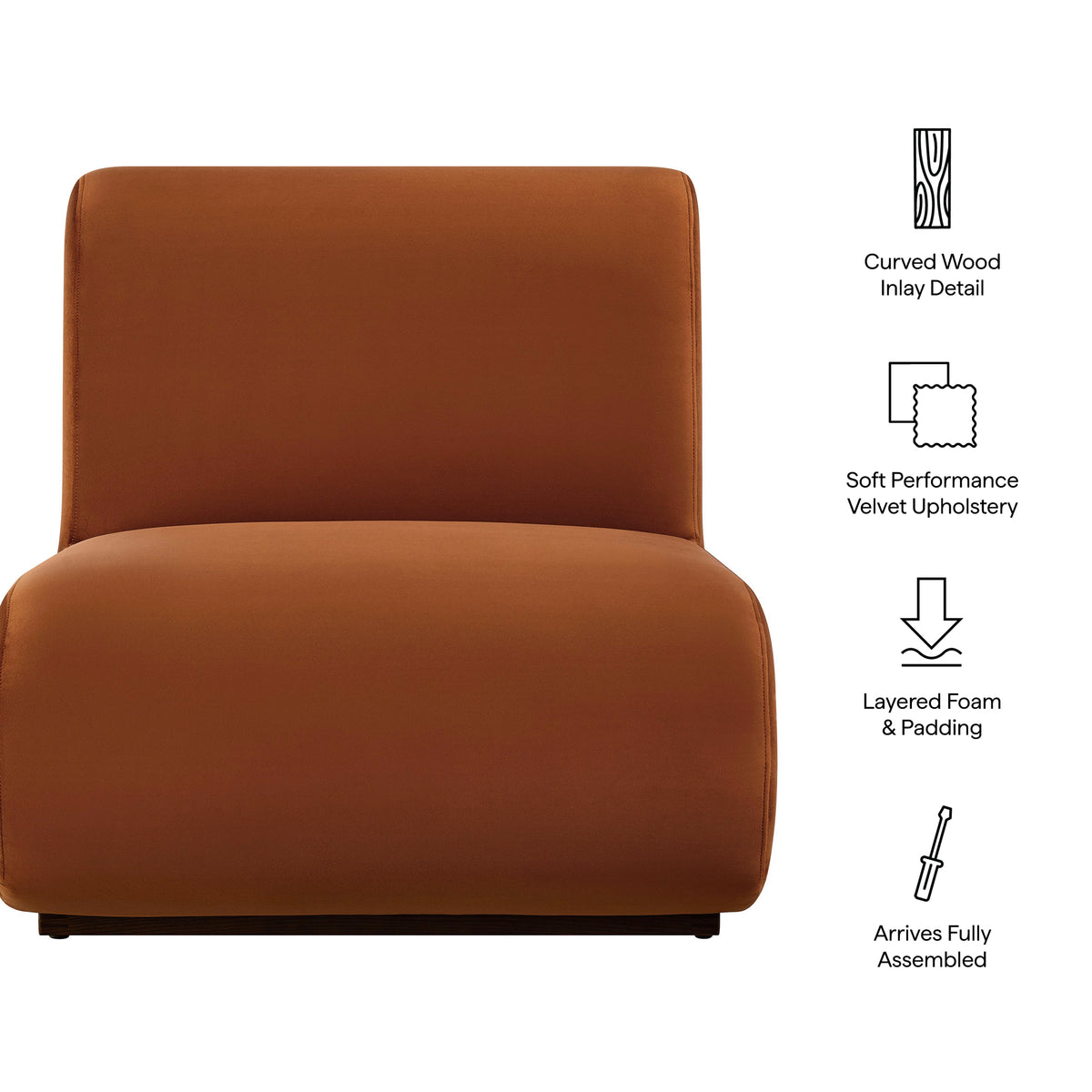 Denby Performance Velvet Accent Chair - Rust