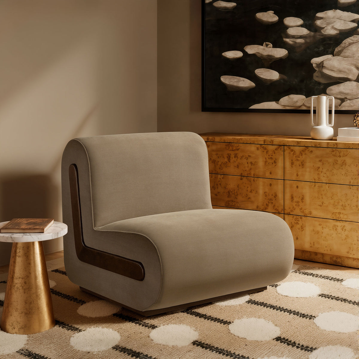 Denby Performance Velvet Accent Chair - Taupe