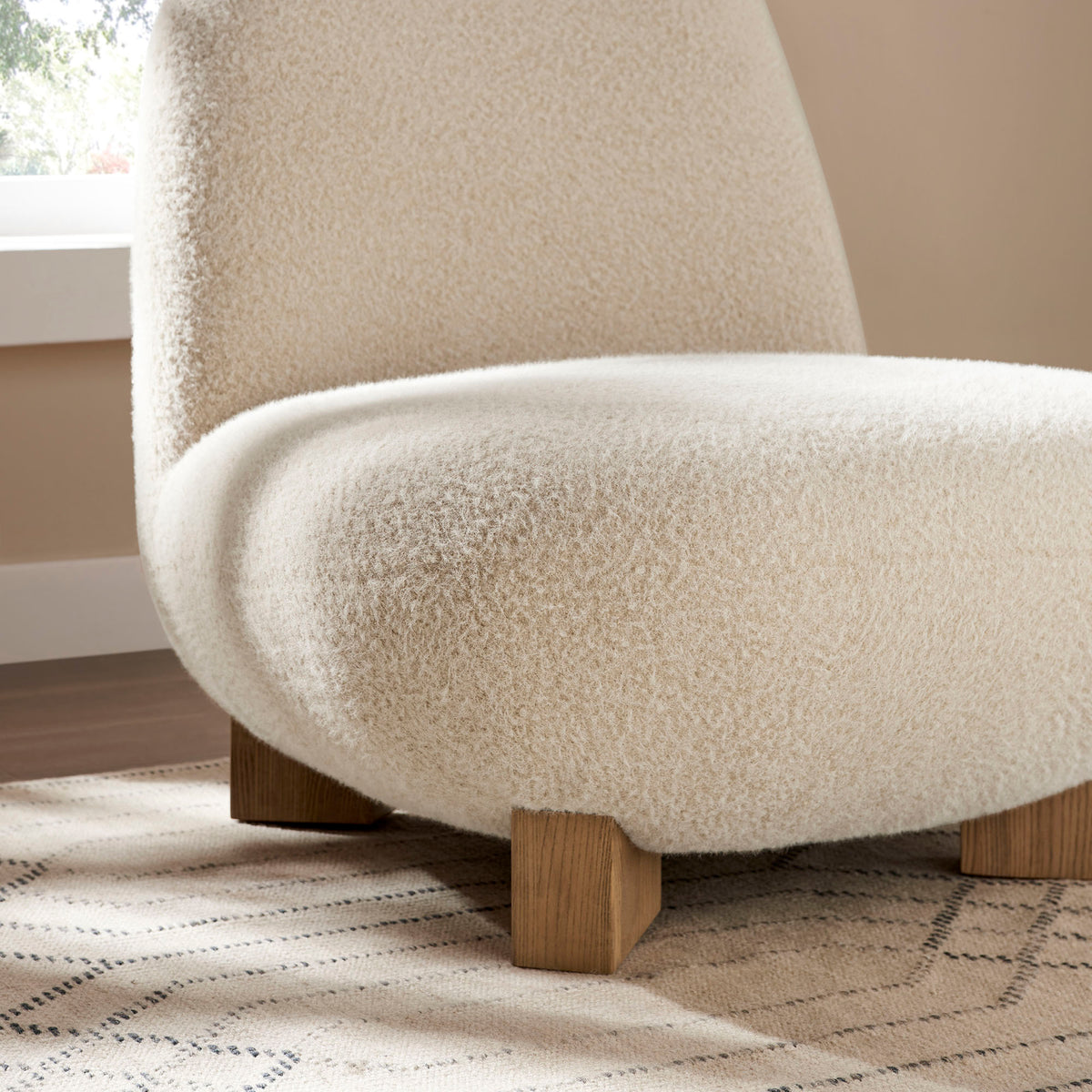 Norwood Faux Mohair Bean Shaped Accent Chair - Fawn