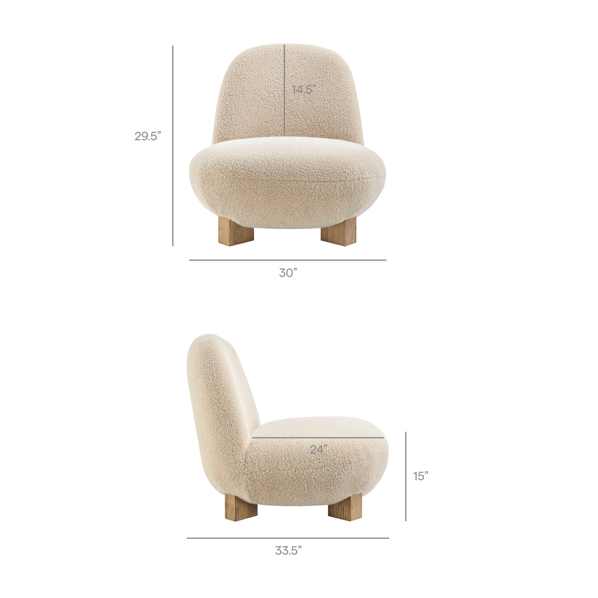 Norwood Faux Mohair Bean Shaped Accent Chair - Fawn