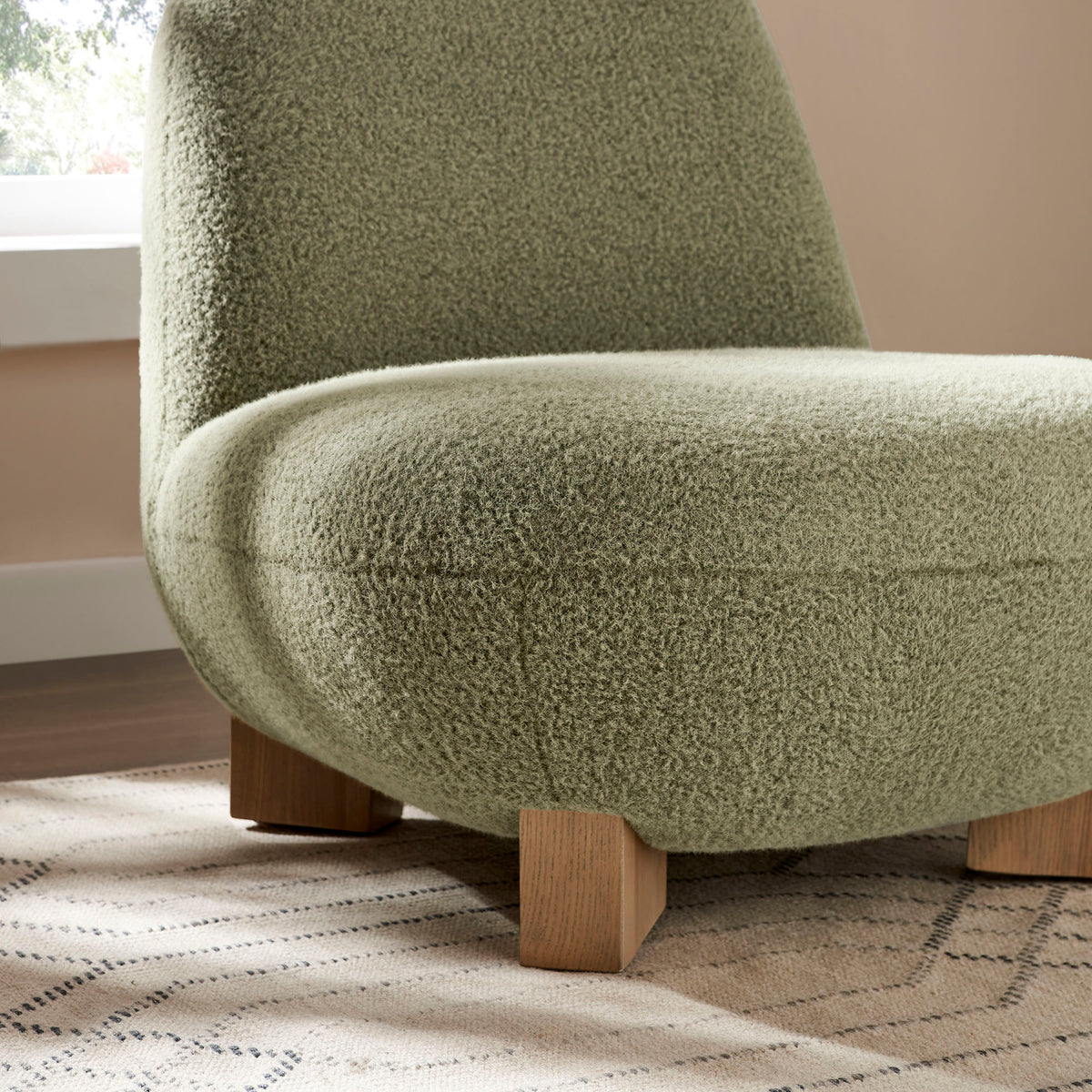 Norwood Faux Mohair Bean Shaped Accent Chair - Moss