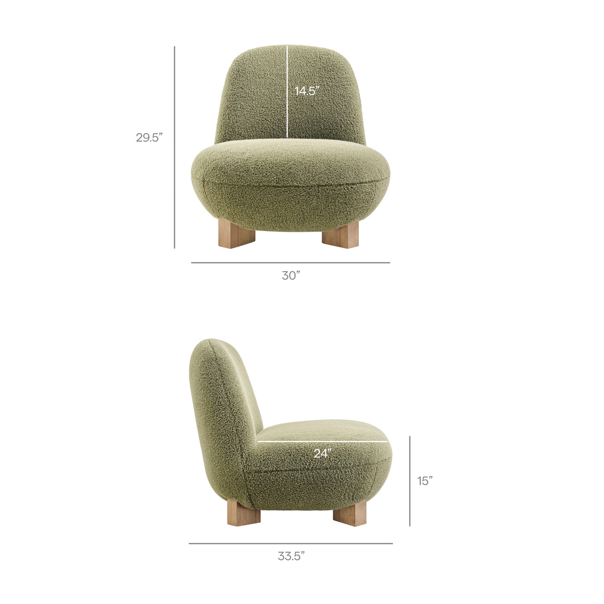 Norwood Faux Mohair Bean Shaped Accent Chair - Moss