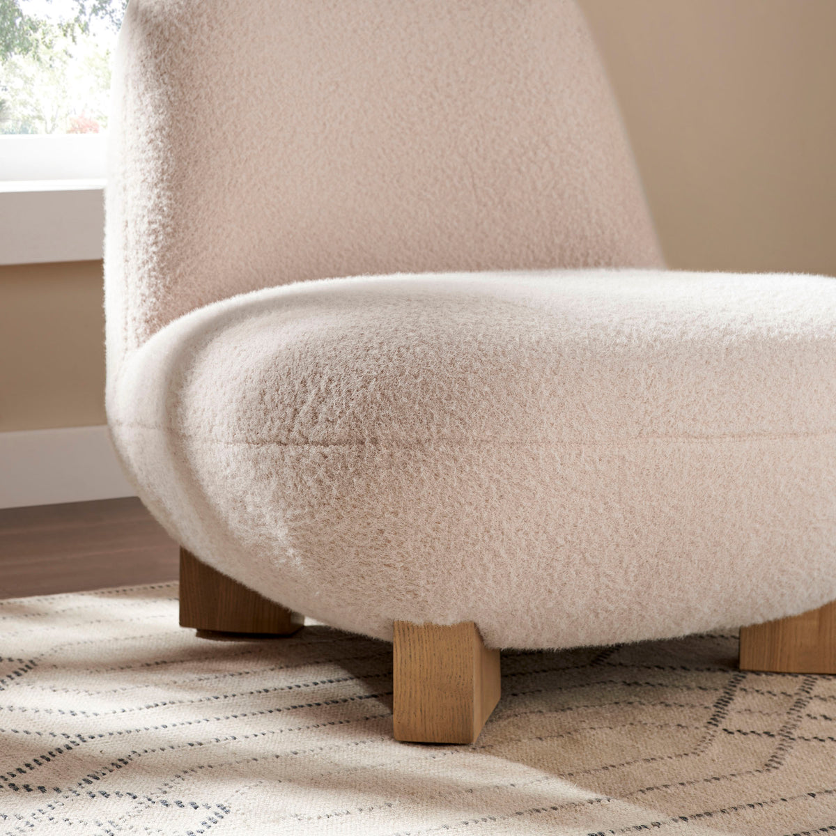 Norwood Faux Mohair Bean Shaped Accent Chair - Petal