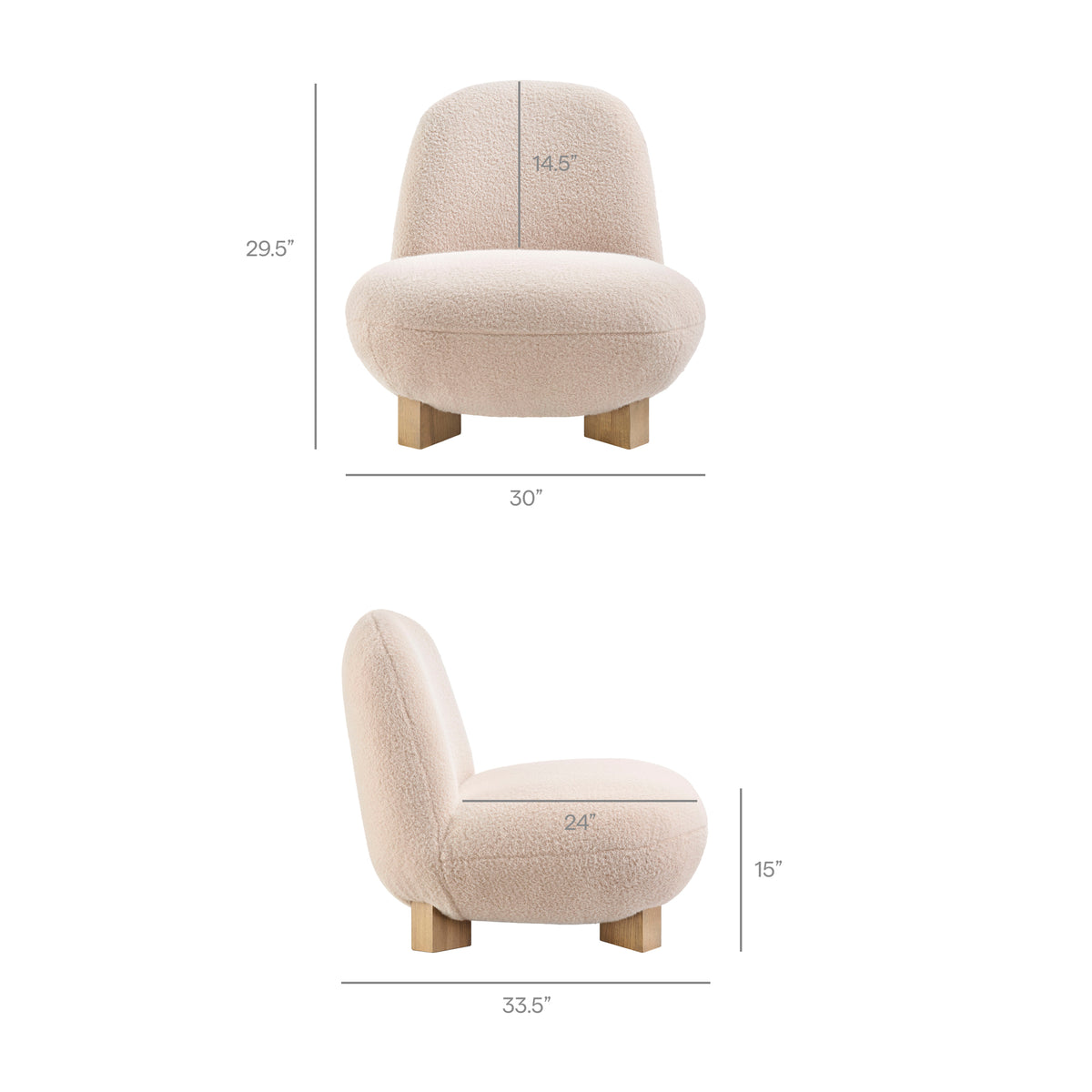 Norwood Faux Mohair Bean Shaped Accent Chair - Petal