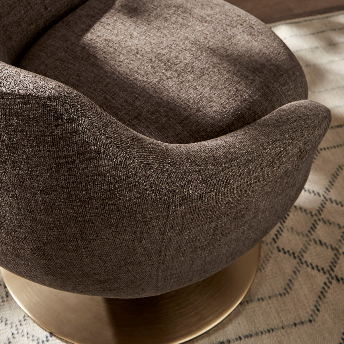 Quimby Melange Chenille Swivel Accent Chair - Espresso