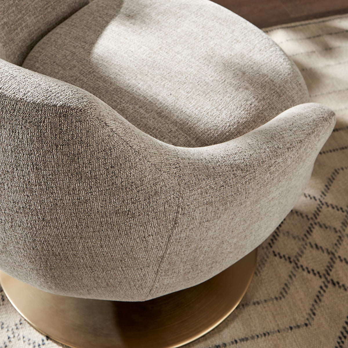 Quimby Melange Chenille Swivel Accent Chair - Flaxen