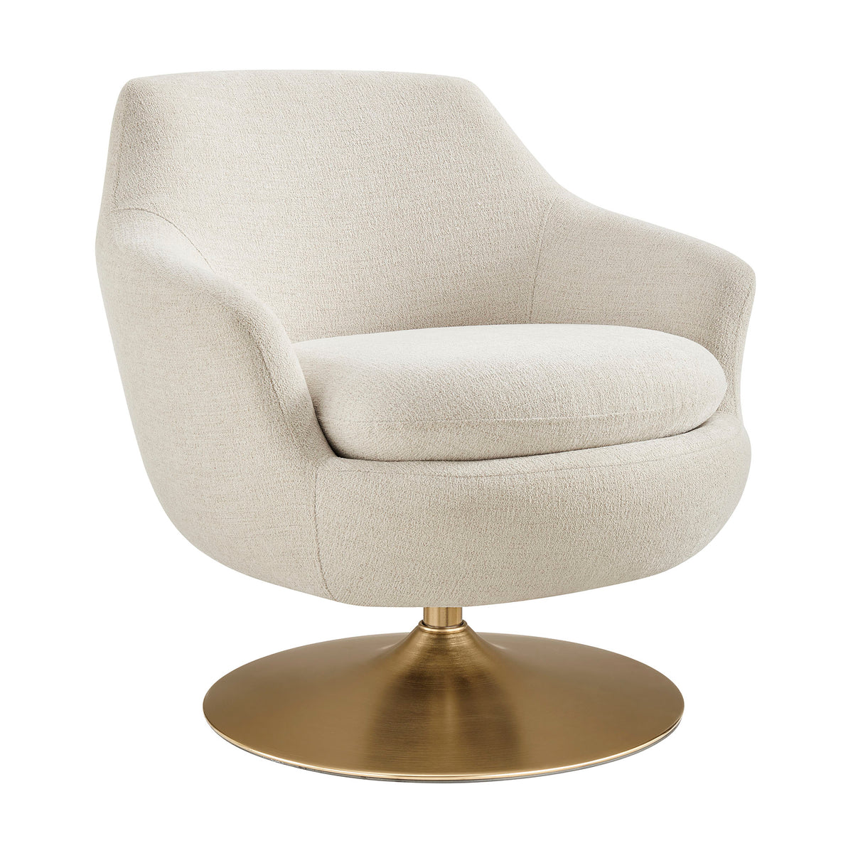 Quimby Melange Chenille Swivel Accent Chair - Ivory