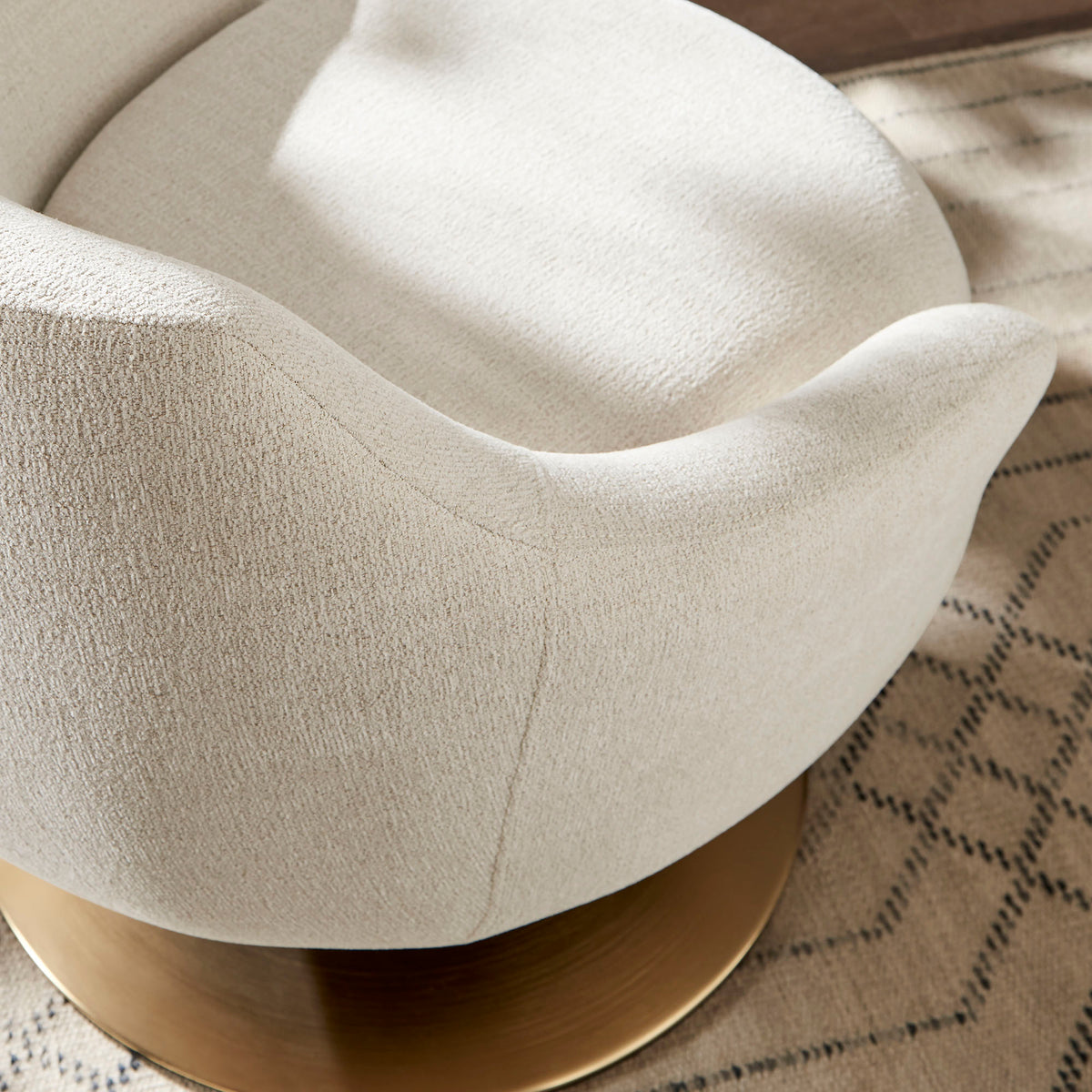 Quimby Melange Chenille Swivel Accent Chair - Ivory