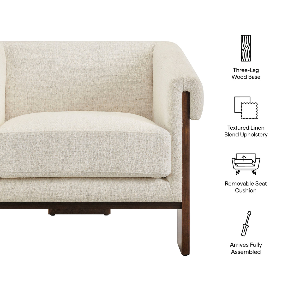 Halbrook Linen Blend Tripod Accent Chair - Ivory