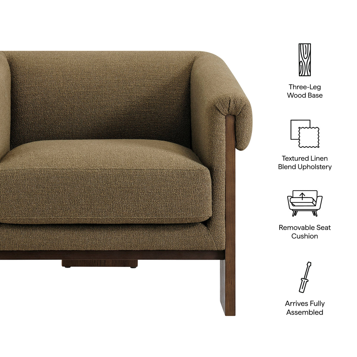 Halbrook Linen Blend Tripod Accent Chair - Olive