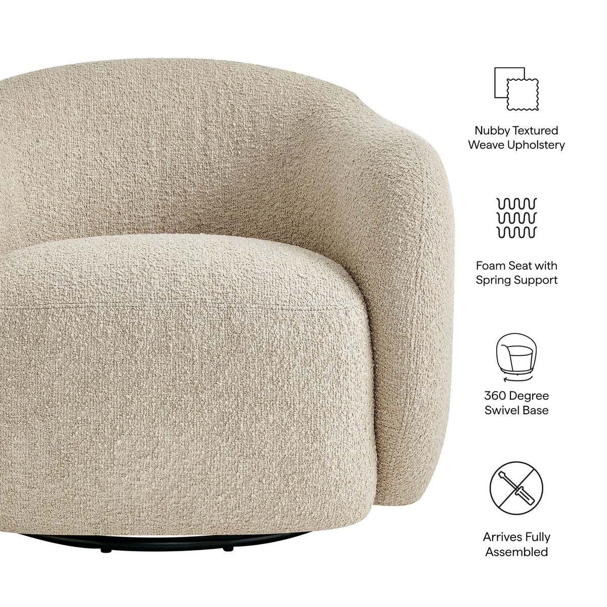 Selby Textured Woven Fabric Swivel Accent Chair - Linen