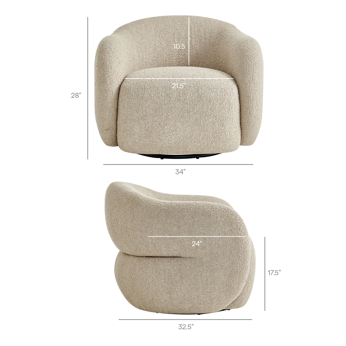 Selby Textured Woven Fabric Swivel Accent Chair - Linen