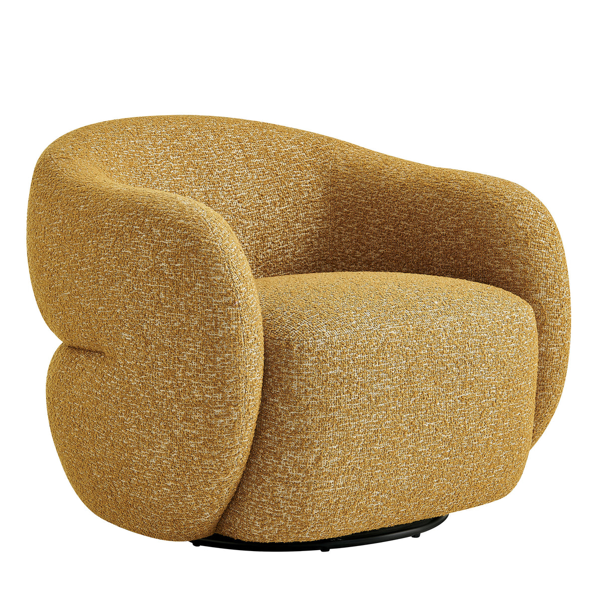 Selby Textured Woven Fabric Swivel Accent Chair - Mustard
