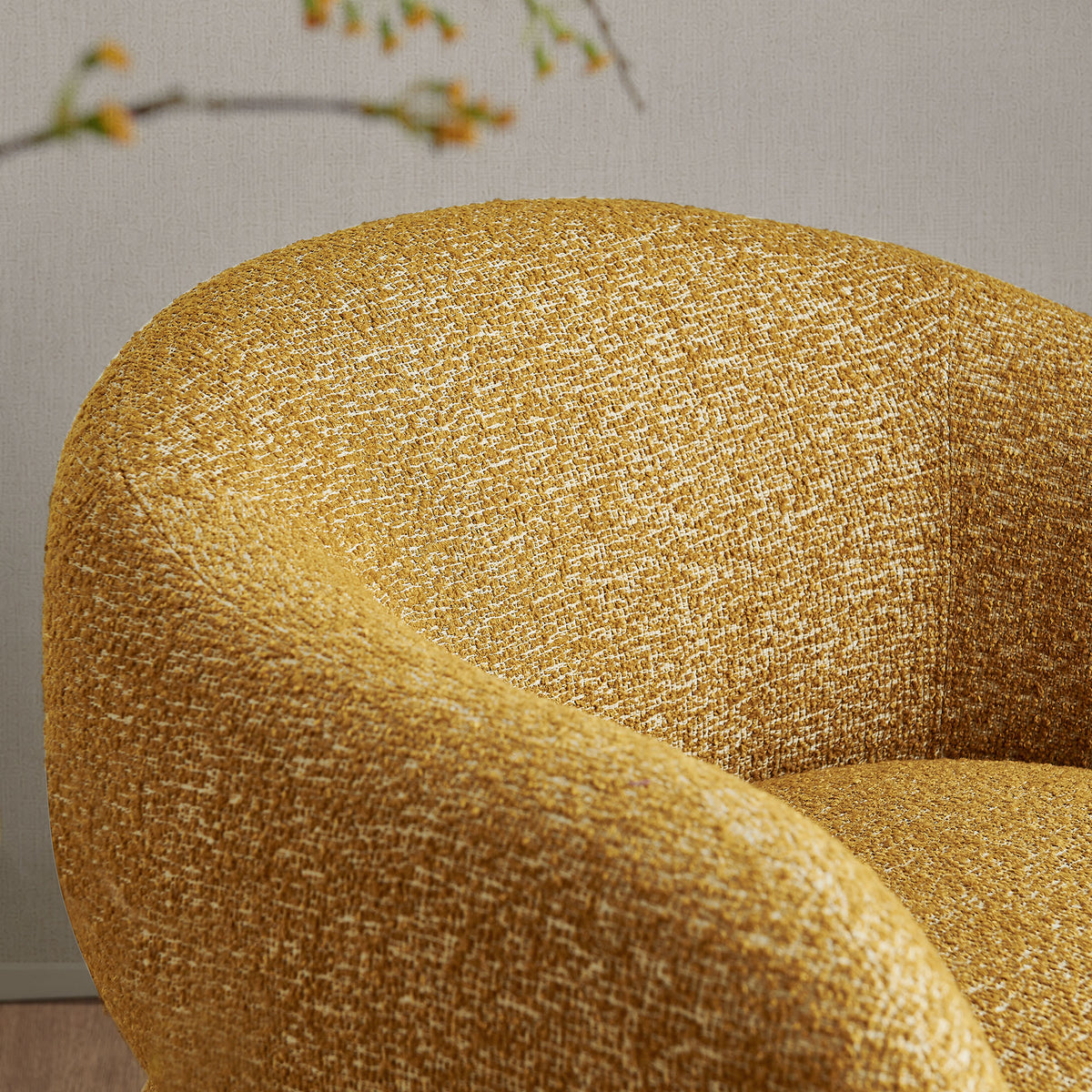 Selby Textured Woven Fabric Swivel Accent Chair - Mustard