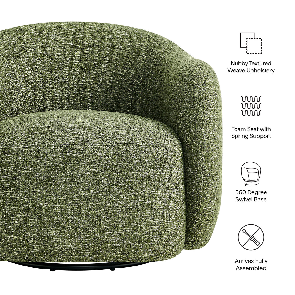 Selby Textured Woven Fabric Swivel Accent Chair - Olive