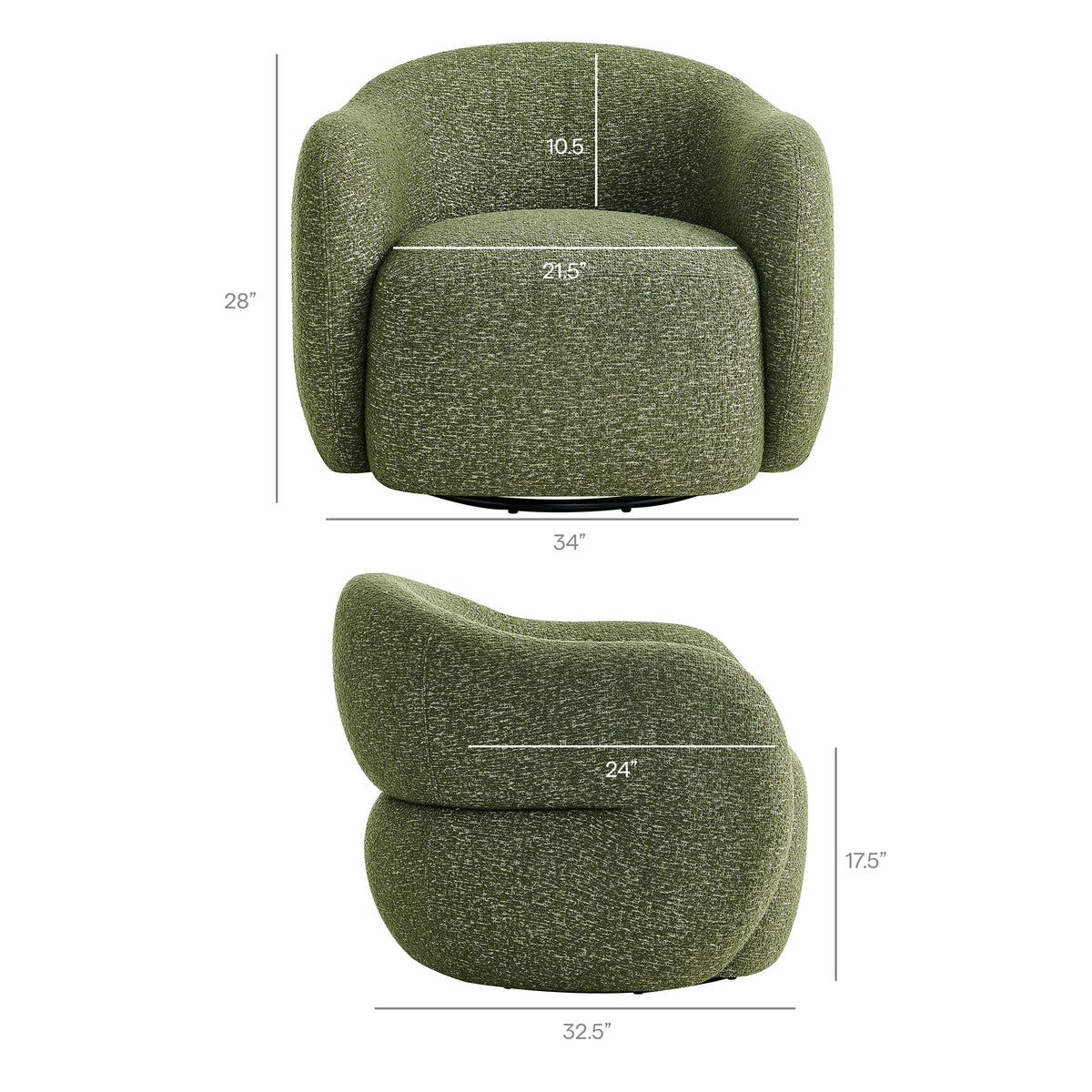 Selby Textured Woven Fabric Swivel Accent Chair - Olive