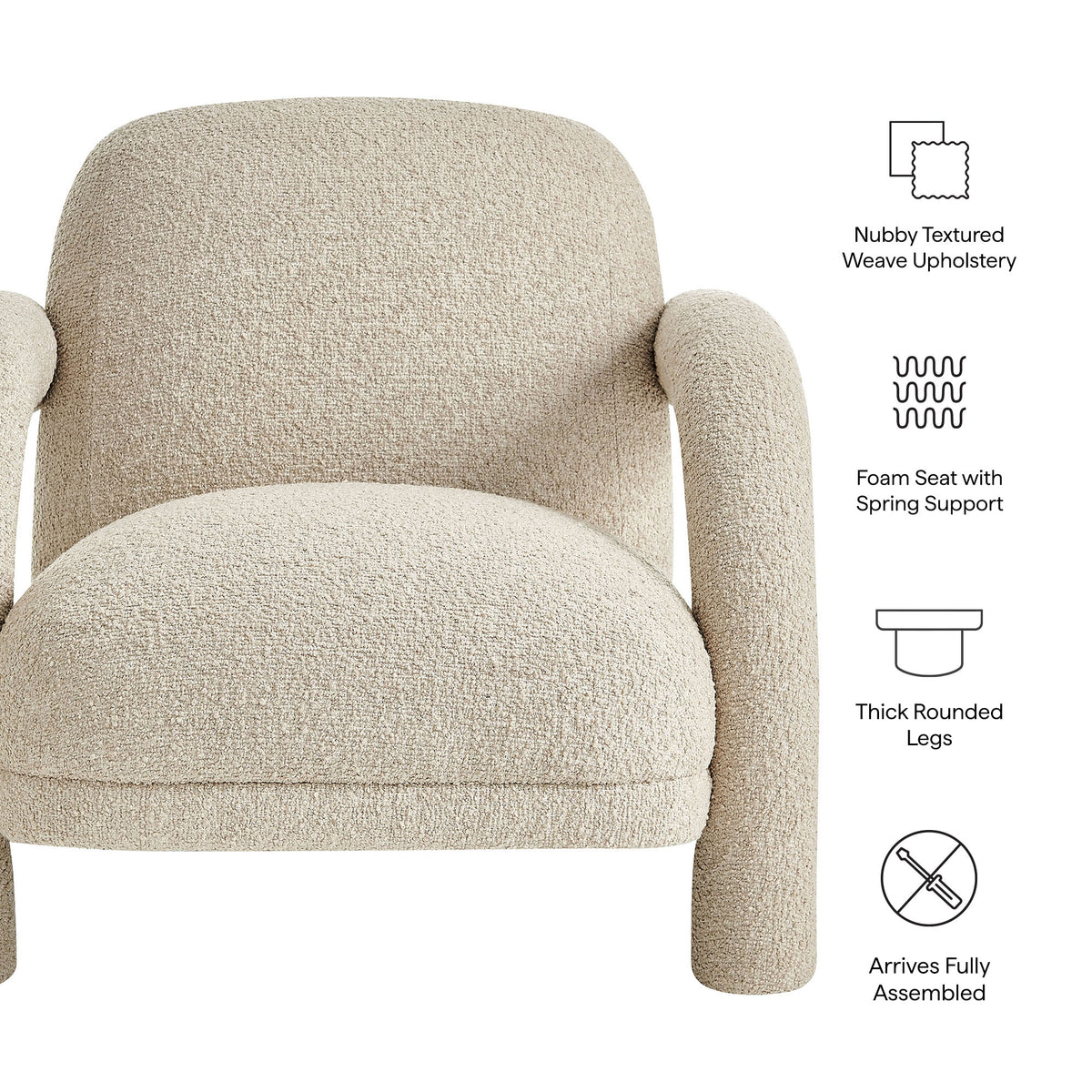 Ferris Textured Woven Fabric Lounge Chair - Linen