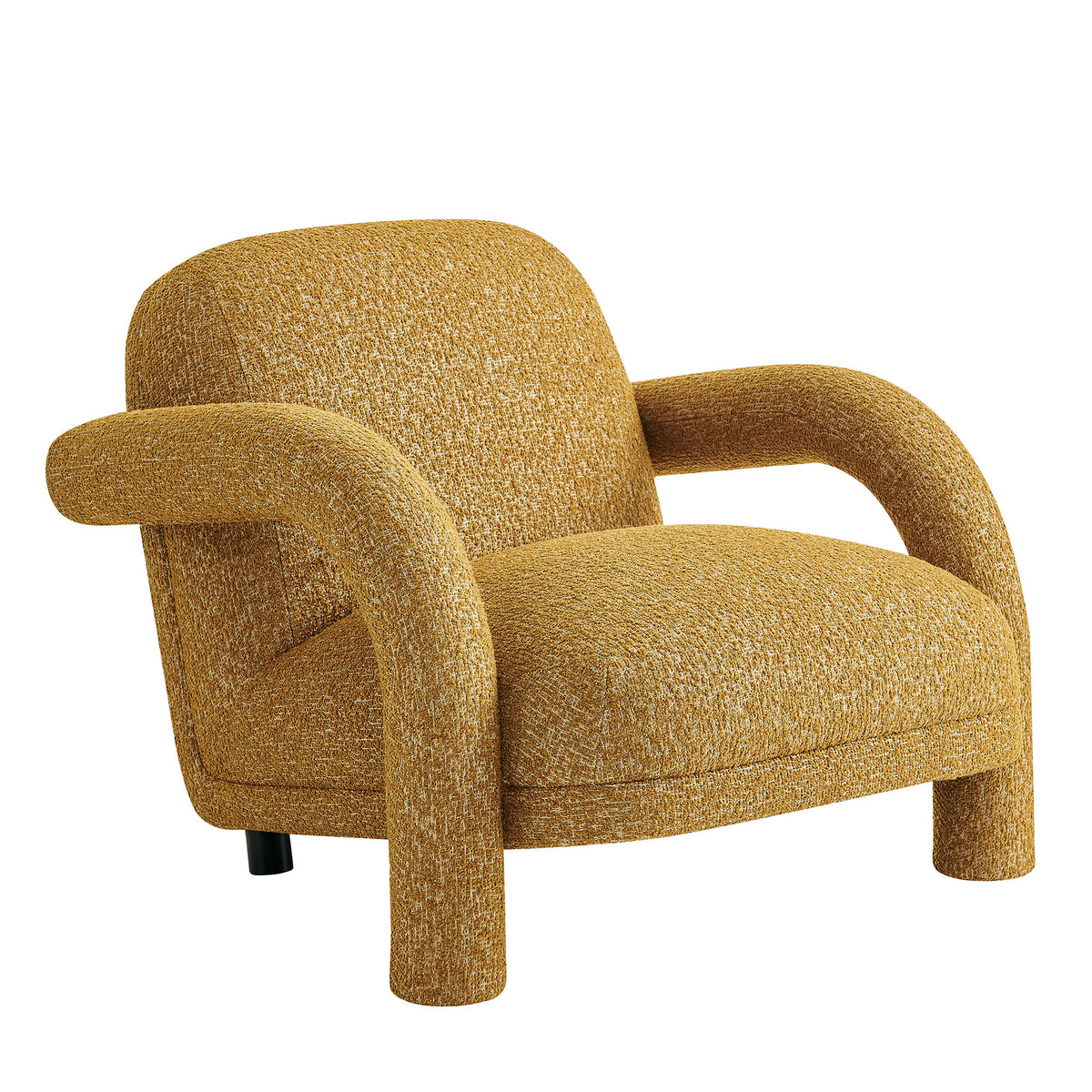 Ferris Textured Woven Fabric Lounge Chair - Mustard