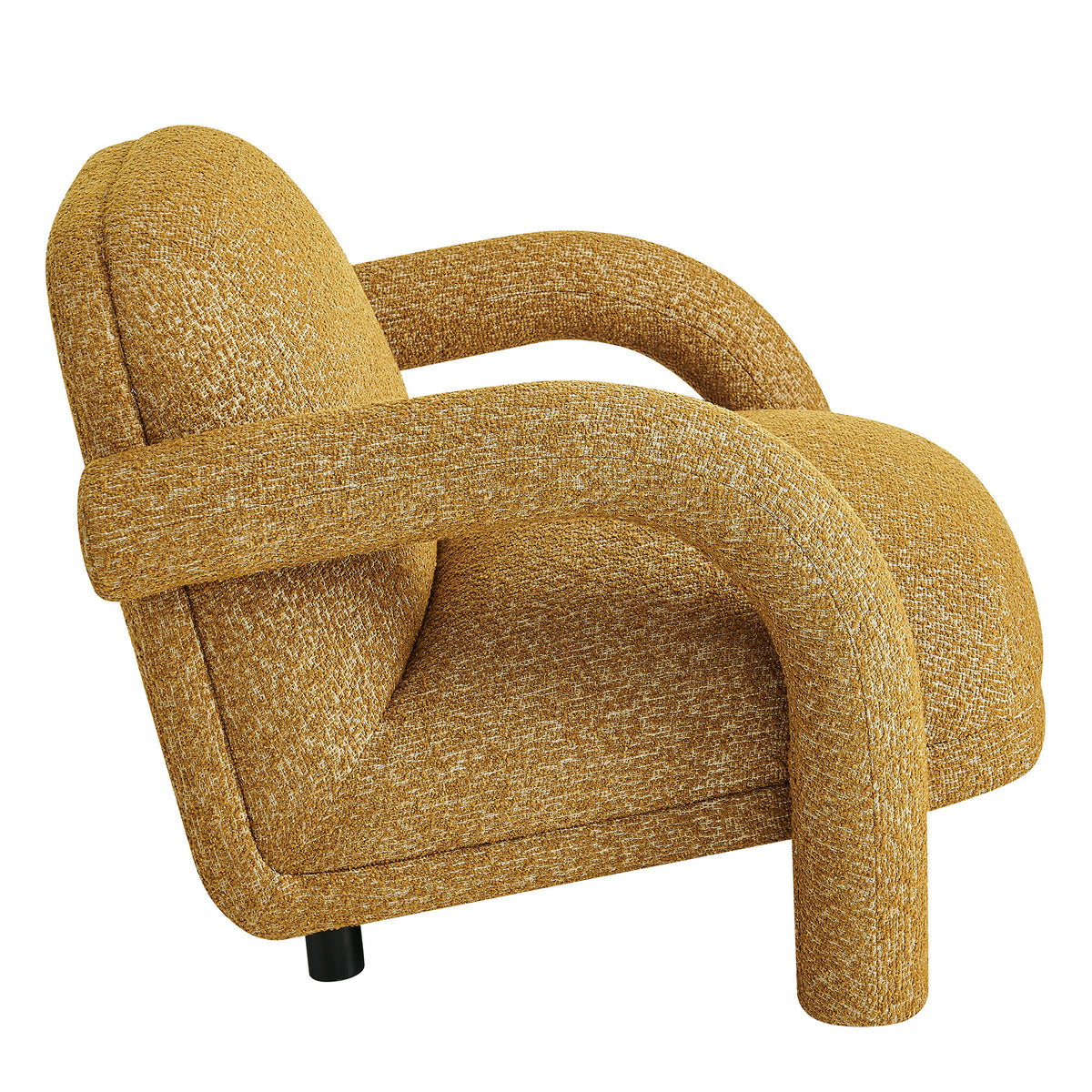 Ferris Textured Woven Fabric Lounge Chair - Mustard