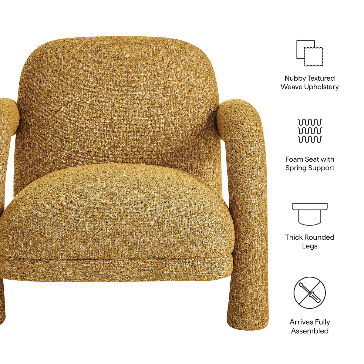 Ferris Textured Woven Fabric Lounge Chair - Mustard